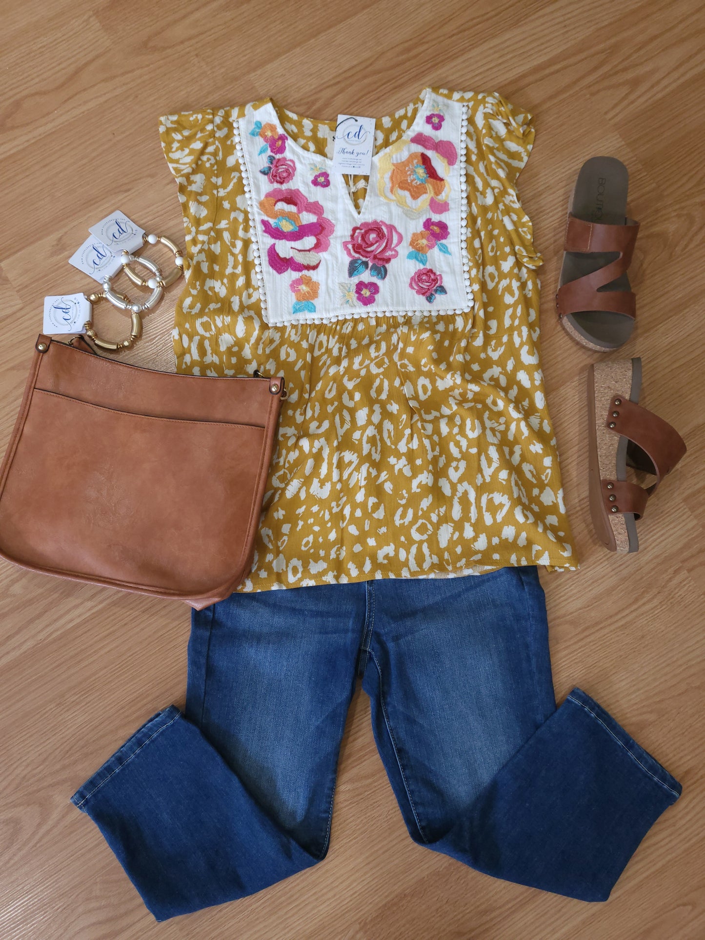 Load image into Gallery viewer, Floral Mustard Sleeveless Shirt
