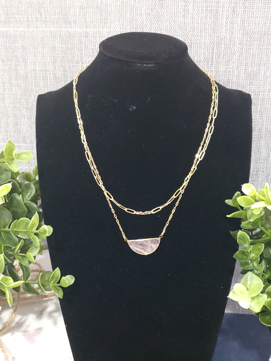 Load image into Gallery viewer, Gold &amp;amp; Pink Stone Necklace

