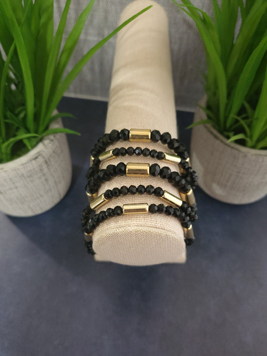 5 strand Black & Gold bracelet set