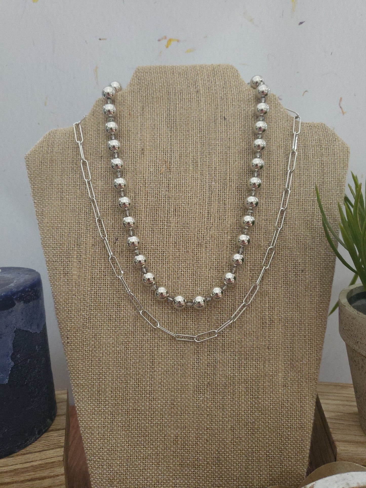 Silver Chain & Ball Necklace