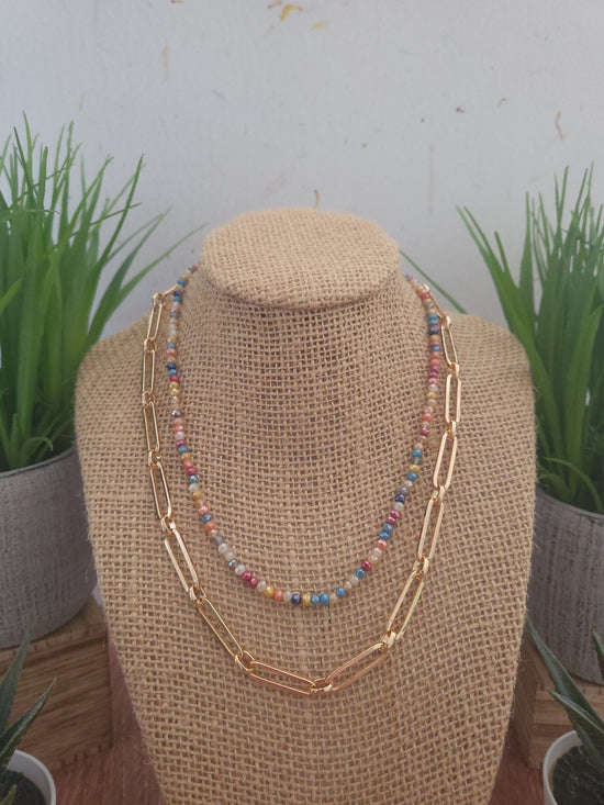 Load image into Gallery viewer, Link &amp;amp; Beaded Necklace
