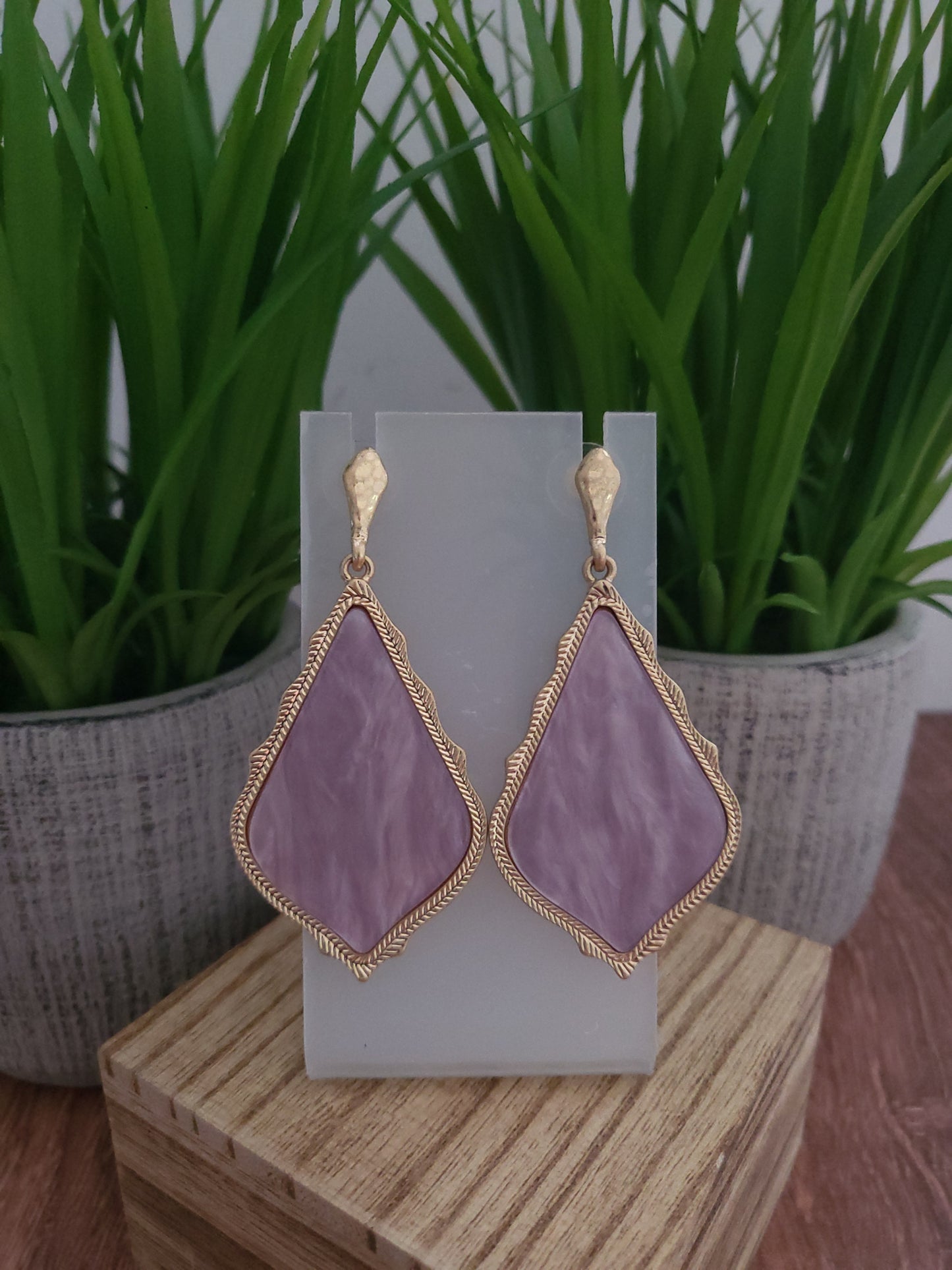 Purple Stone Teardrop Earrings