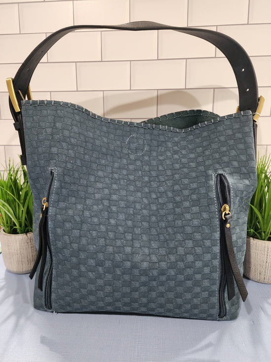 Alexa Checkered 2-in-1 Hobo Bag w/Dual Compartments