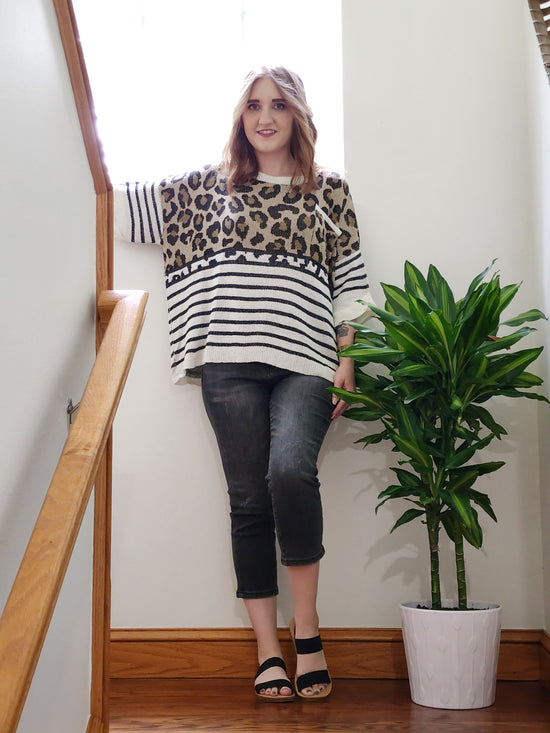 Striped Cheetah Sweater