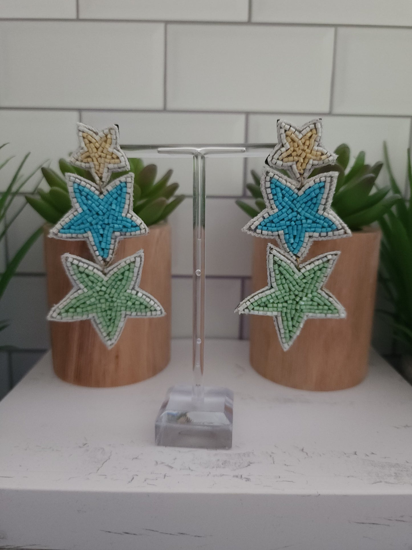 Load image into Gallery viewer, Beaded Triple Stars

