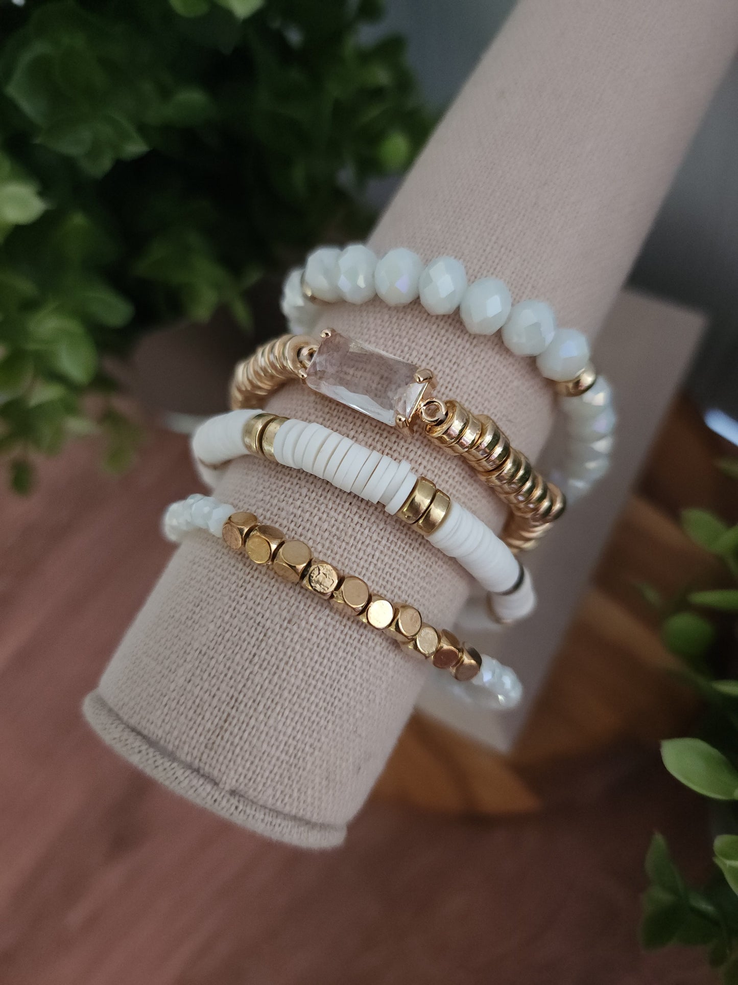 Load image into Gallery viewer, White &amp;amp; Gold Bling Bracelets
