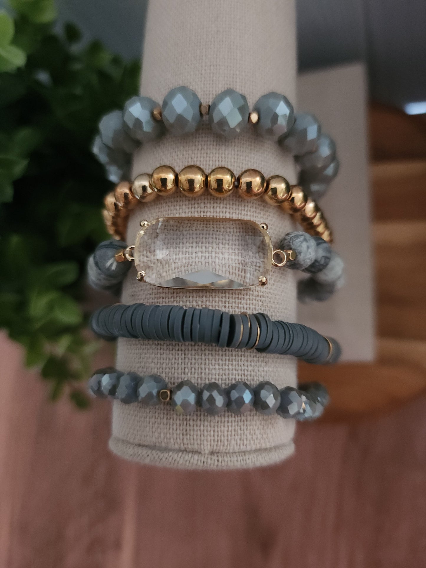 Grey & Gold Bracelet Set