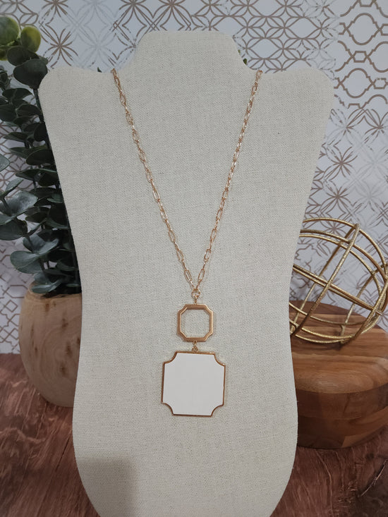 White wood pendant necklace