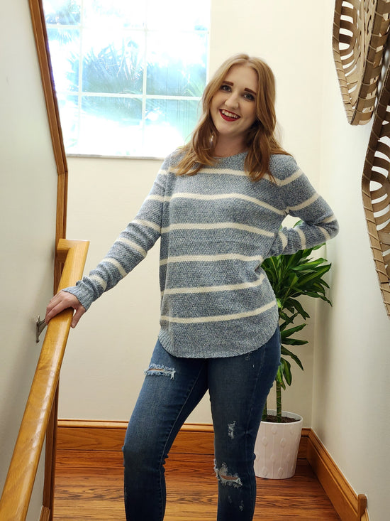 Blue & White Striped Sweater