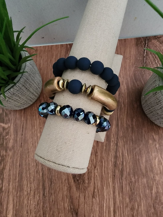 Navy blue & gold bracelet set