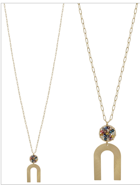 Load image into Gallery viewer, Multi bead Gold U Necklace

